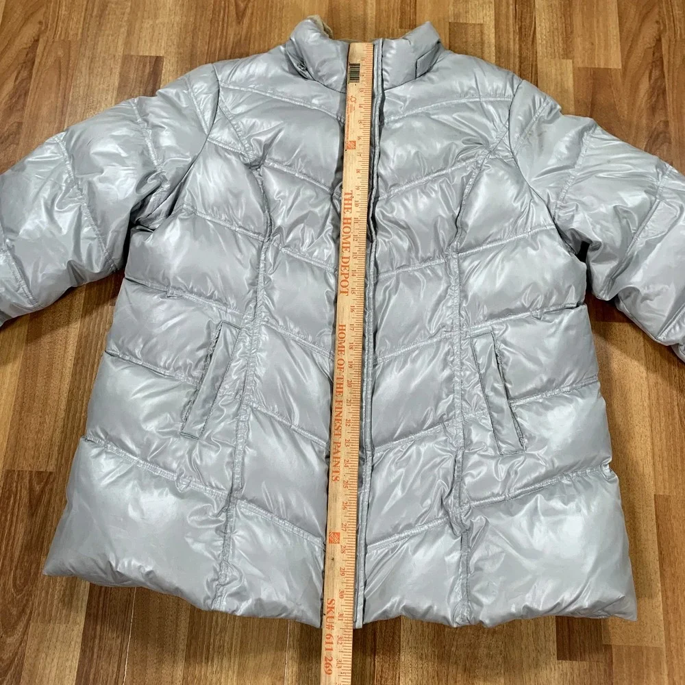 Tommy Hilfiger Jacket Mens XXL Silver Puffer Full Zip Casual Outdoor Hiking Coat